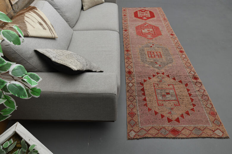 Pink Geometric Vintage Runner Rug
