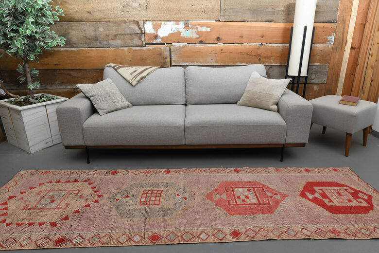 Pink Geometric Vintage Runner Rug