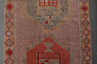 Pink Geometric Vintage Runner Rug - Thumbnail