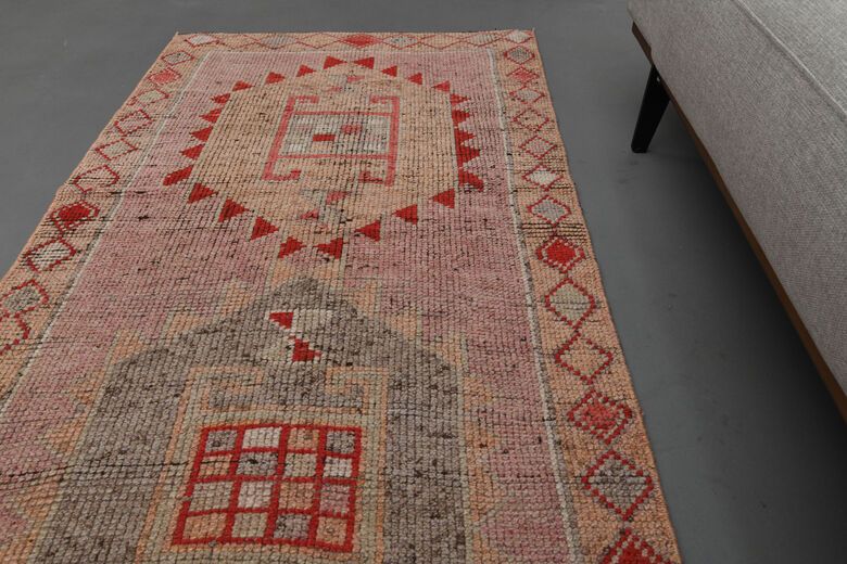 Pink Geometric Vintage Runner Rug