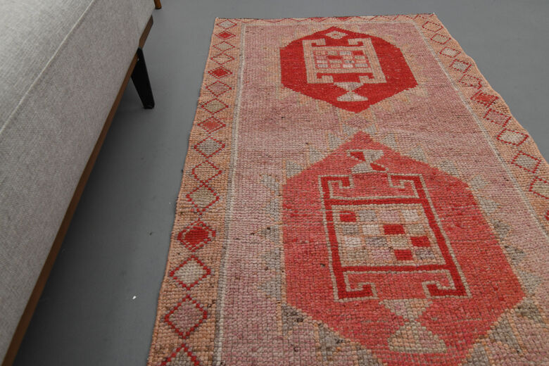 Pink Geometric Vintage Runner Rug
