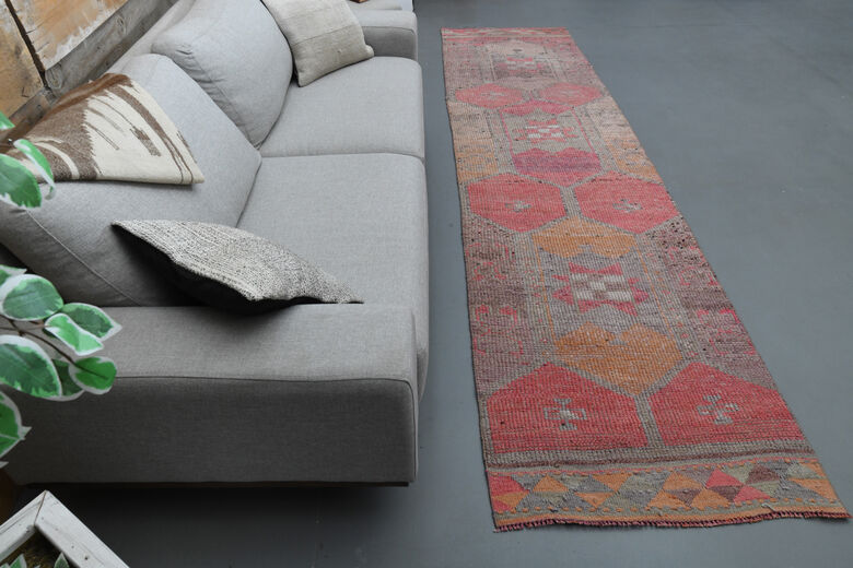 Pink Geometric Vintage Runner Rug