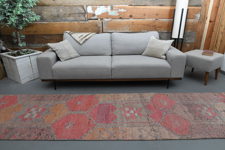 Pink Geometric Vintage Runner Rug