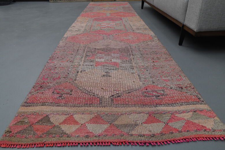Pink Geometric Vintage Runner Rug