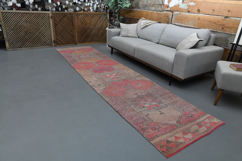 Pink Geometric Vintage Runner Rug