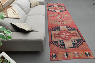 Pink Geometric Vintage Runner Rug - Thumbnail
