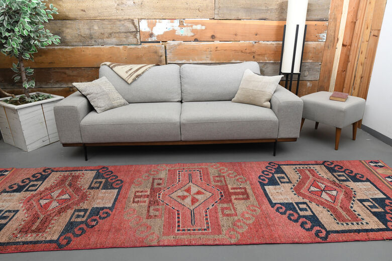 Pink Geometric Vintage Runner Rug