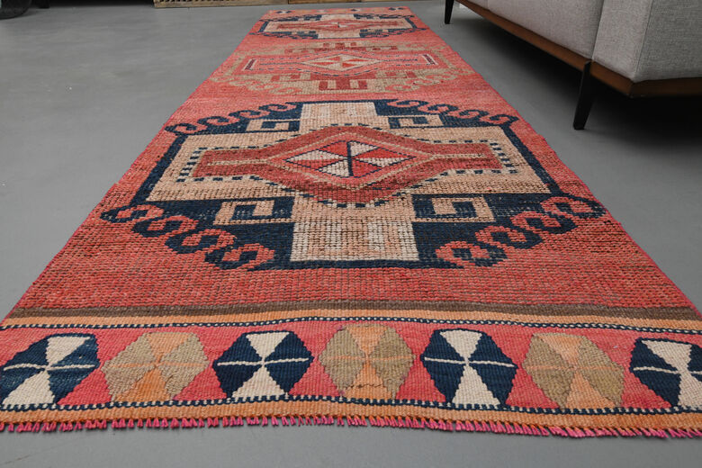 Pink Geometric Vintage Runner Rug