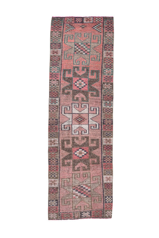 Vintage Turkish Pink Runner Rug
