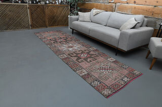 Vintage Turkish Pink Runner Rug - Thumbnail
