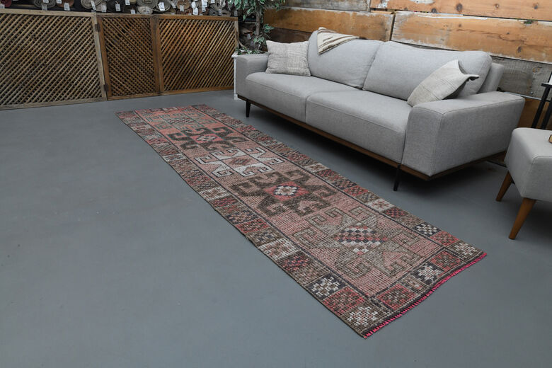 Vintage Turkish Pink Runner Rug