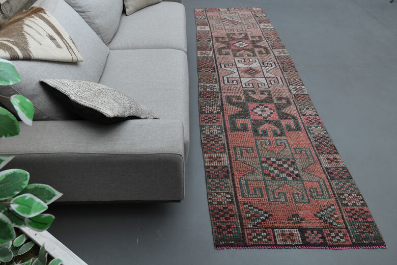 Vintage Turkish Pink Runner Rug
