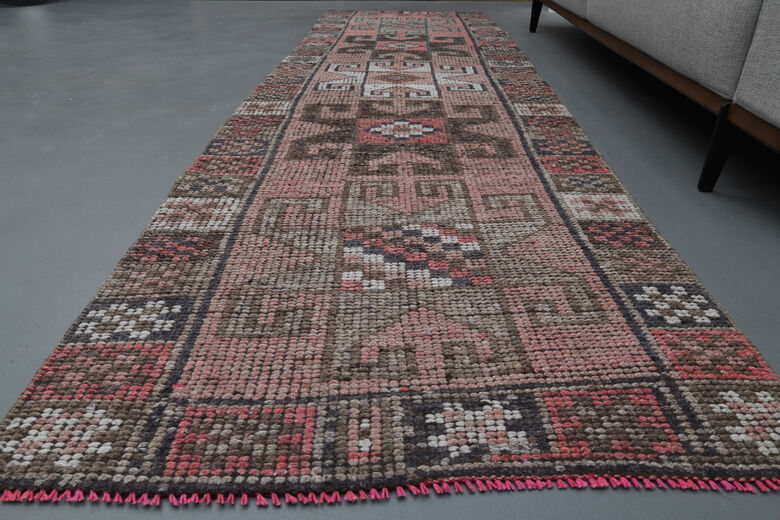 Vintage Turkish Pink Runner Rug