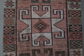 Vintage Turkish Pink Runner Rug - Thumbnail