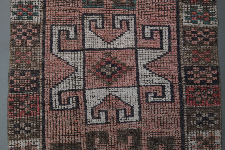 Vintage Turkish Pink Runner Rug