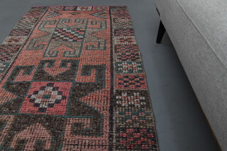 Vintage Turkish Pink Runner Rug - Thumbnail