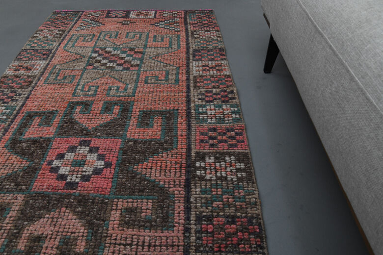 Vintage Turkish Pink Runner Rug