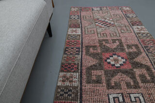 Vintage Turkish Pink Runner Rug - Thumbnail