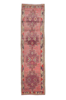 Vintage Turkish Pink Runner Rug - Thumbnail