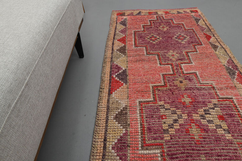 Vintage Turkish Pink Runner Rug