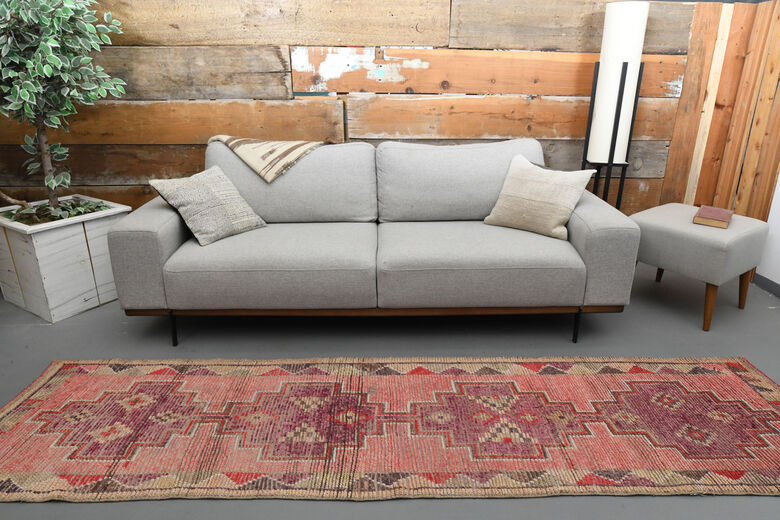 Vintage Turkish Pink Runner Rug