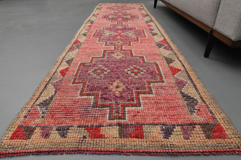 Vintage Turkish Pink Runner Rug