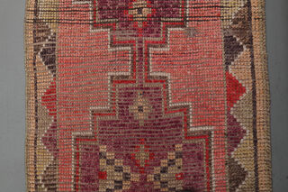 Vintage Turkish Pink Runner Rug - Thumbnail
