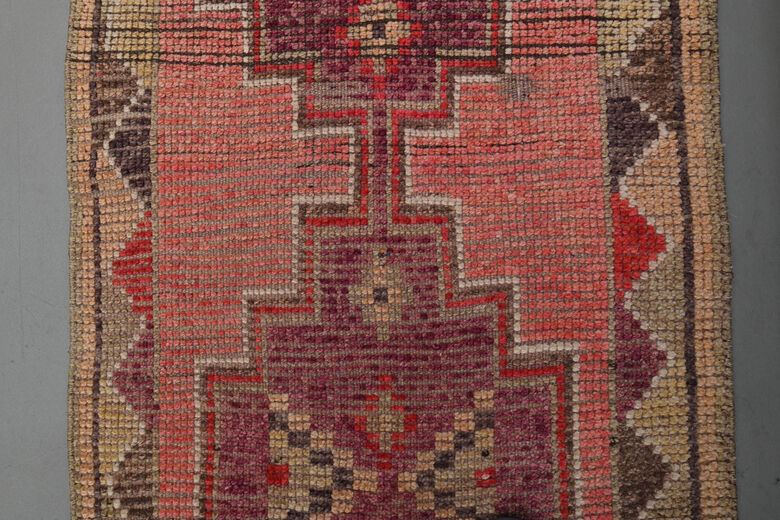 Vintage Turkish Pink Runner Rug