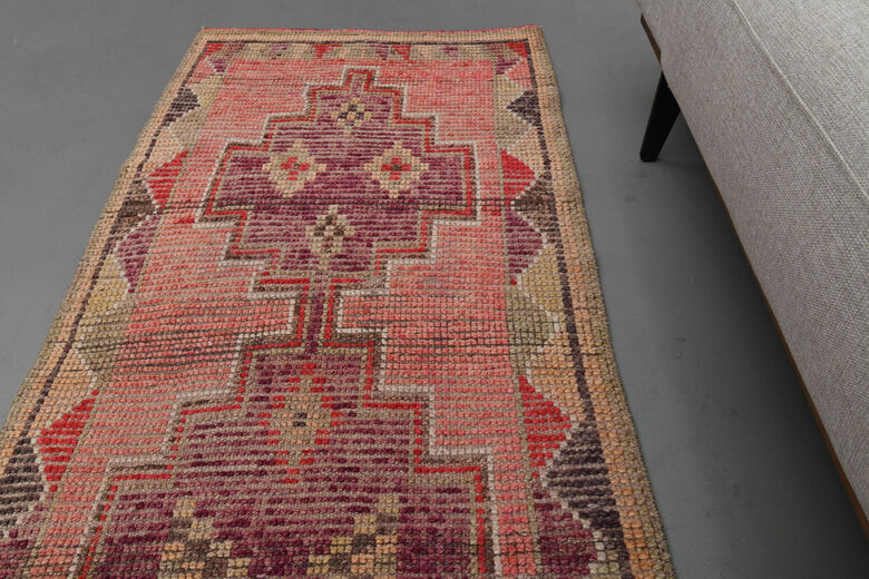 Vintage Turkish Pink Runner Rug