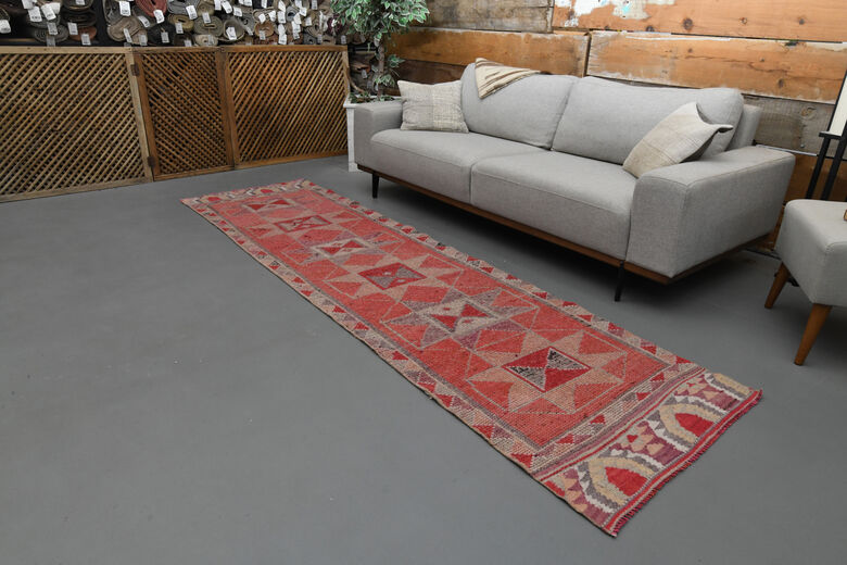 Pink Vintage Turkish Rug Runner