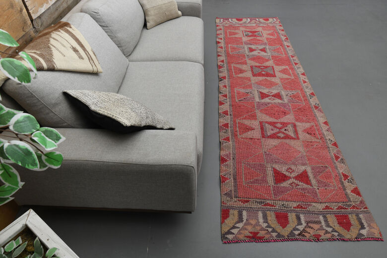 Pink Vintage Turkish Rug Runner