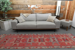 Pink Vintage Turkish Rug Runner - Thumbnail