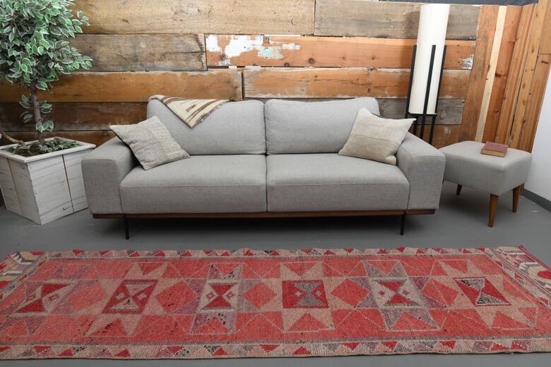 Pink Vintage Turkish Rug Runner
