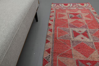 Pink Vintage Turkish Rug Runner - Thumbnail