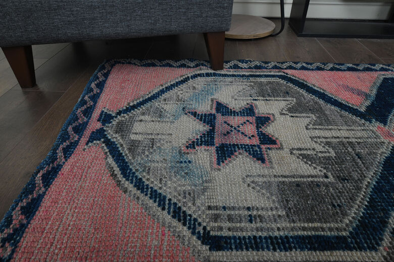 Pink Blue Vintage Rug