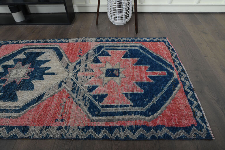 Pink Blue Vintage Rug