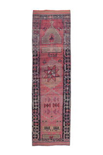 Pink Geometric Vintage Runner Rug - Thumbnail