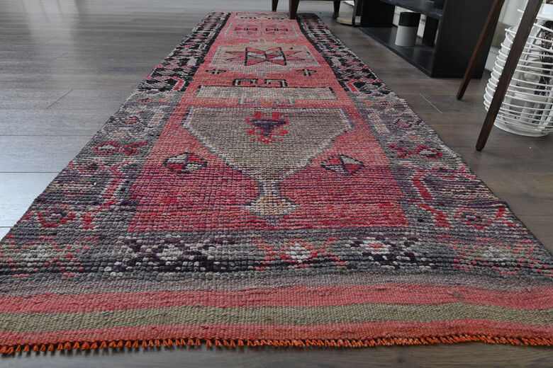 Pink Geometric Vintage Runner Rug
