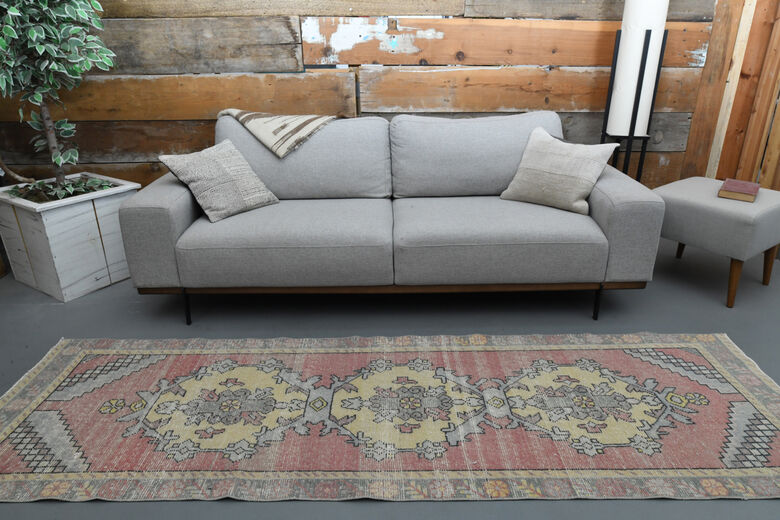 Vintage Oriental Pink Turkish Rug