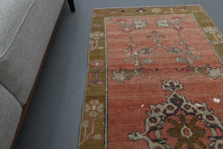 Unique Red Vintage Turkish Rug