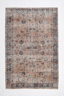 Salmon Blue Vintage Floral Rug - Thumbnail