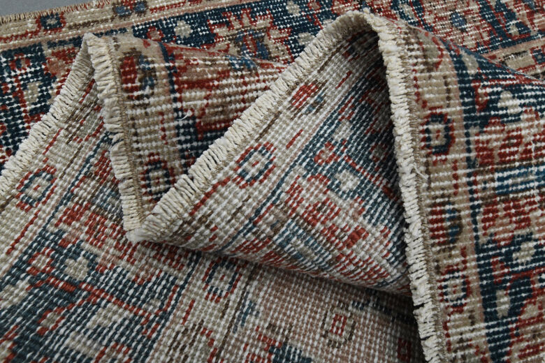 Salmon Blue Vintage Floral Rug