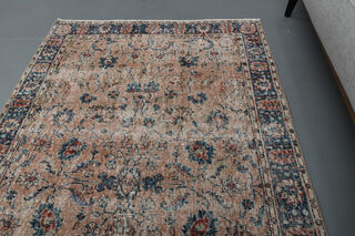 Salmon Blue Vintage Floral Rug - Thumbnail