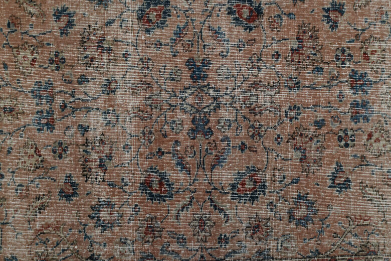 Salmon Blue Vintage Floral Rug