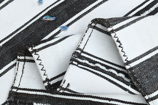 Flatweave White Black Striped Runner - Thumbnail