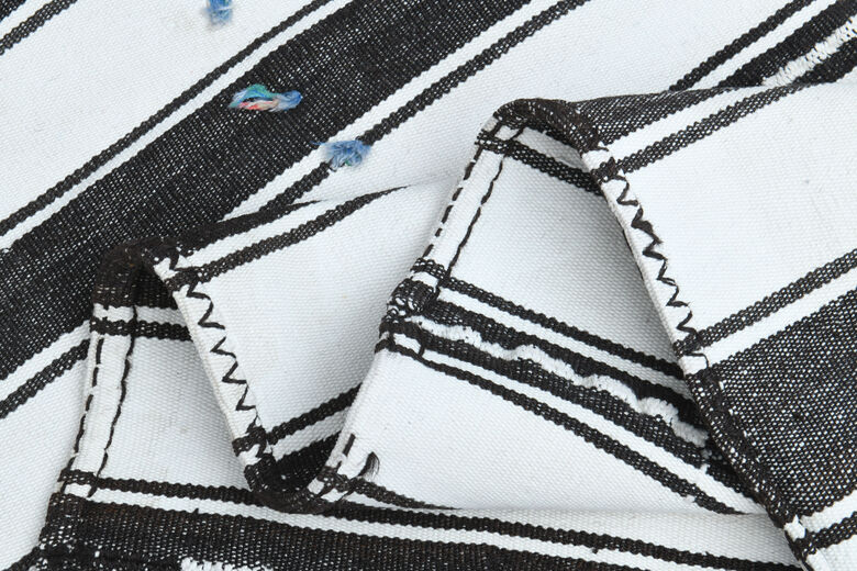 Flatweave White Black Striped Runner