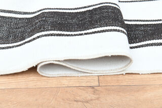 Flatweave White Black Striped Runner - Thumbnail