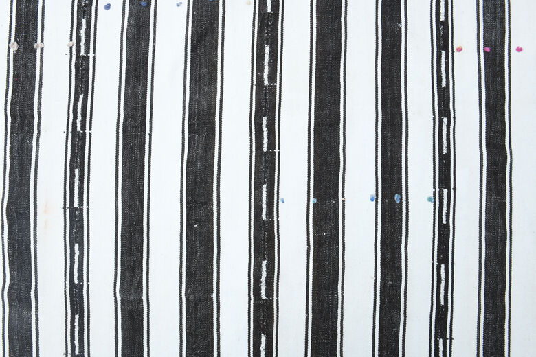 Flatweave White Black Striped Runner