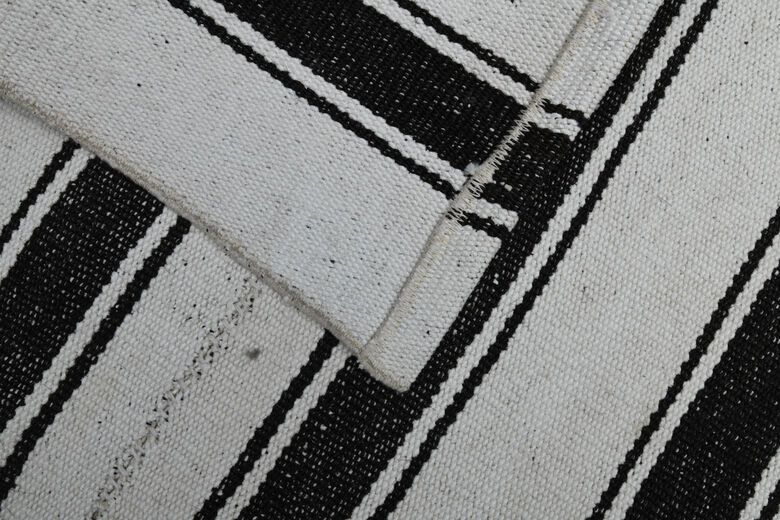 Black White Striped Kilim