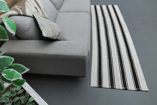 Black White Striped Kilim - Thumbnail